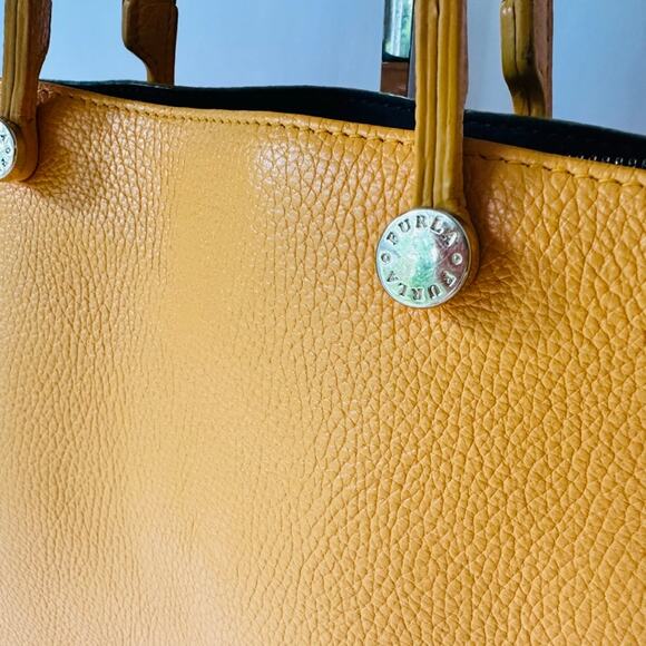 FURLA Eden Medium East West Tote Bag Mandarin Orange Pebbled Top Handle - Picture 7 of 11